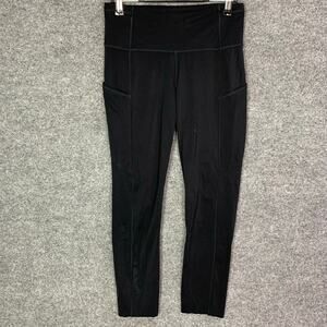 Lululemon ‎ 6 Cropped Leggings Stretch Running Pockets Black